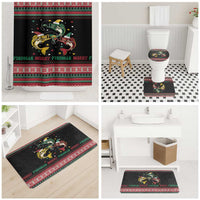 Funny Fishmas Bass Bathroom Set Christmas Santa Hat Lights - Wonder Print Shop