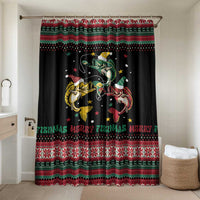 Funny Fishmas Bass Bathroom Set Christmas Santa Hat Lights - Wonder Print Shop