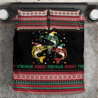 Funny Fishmas Bass Bedding Set Christmas Santa Hat Lights - Wonder Print Shop
