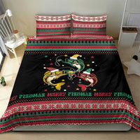 Funny Fishmas Bass Bedding Set Christmas Santa Hat Lights - Wonder Print Shop