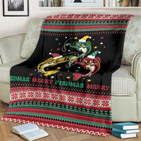 Funny Fishmas Bass Blanket Christmas Santa Hat Lights - Wonder Print Shop