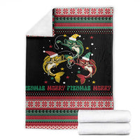 Funny Fishmas Bass Blanket Christmas Santa Hat Lights - Wonder Print Shop