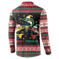 Funny Fishmas Bass Button Sweatshirt Christmas Santa Hat Lights - Wonder Print Shop