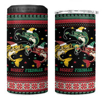 Funny Fishmas Bass 4 in 1 Can Cooler Tumbler Christmas Santa Hat Lights - Wonder Print Shop