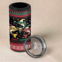 Funny Fishmas Bass 4 in 1 Can Cooler Tumbler Christmas Santa Hat Lights - Wonder Print Shop