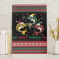 Funny Fishmas Bass Canvas Wall Art Christmas Santa Hat Lights - Wonder Print Shop