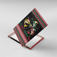 Funny Fishmas Bass Canvas Wall Art Christmas Santa Hat Lights - Wonder Print Shop