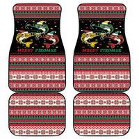 Funny Fishmas Bass Car Mats Christmas Santa Hat Lights - Wonder Print Shop