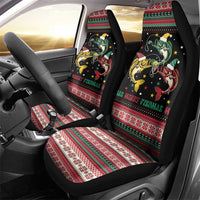 Funny Fishmas Bass Car Seat Cover Christmas Santa Hat Lights - Wonder Print Shop