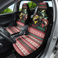 Funny Fishmas Bass Car Seat Cover Christmas Santa Hat Lights - Wonder Print Shop