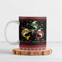 Funny Fishmas Bass Ceramic Mug Christmas Santa Hat Lights - Wonder Print Shop