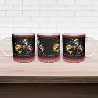 Funny Fishmas Bass Ceramic Mug Christmas Santa Hat Lights - Wonder Print Shop
