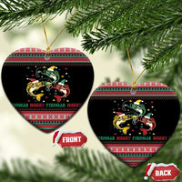 Funny Fishmas Bass Ceramic Ornament Christmas Santa Hat Lights - Wonder Print Shop