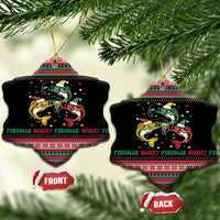 Funny Fishmas Bass Ceramic Ornament Christmas Santa Hat Lights - Wonder Print Shop