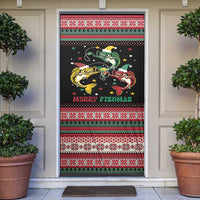 Funny Fishmas Bass Door Cover Christmas Santa Hat Lights - Wonder Print Shop