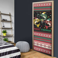 Funny Fishmas Bass Door Cover Christmas Santa Hat Lights - Wonder Print Shop