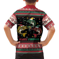 Funny Fishmas Bass Family Matching Long Sleeve Bodycon Dress and Hawaiian Shirt Christmas Santa Hat Lights - Wonder Print Shop
