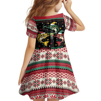 Funny Fishmas Bass Family Matching Long Sleeve Bodycon Dress and Hawaiian Shirt Christmas Santa Hat Lights - Wonder Print Shop