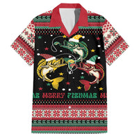 Funny Fishmas Bass Family Matching Long Sleeve Bodycon Dress and Hawaiian Shirt Christmas Santa Hat Lights - Wonder Print Shop
