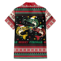 Funny Fishmas Bass Family Matching Long Sleeve Bodycon Dress and Hawaiian Shirt Christmas Santa Hat Lights - Wonder Print Shop