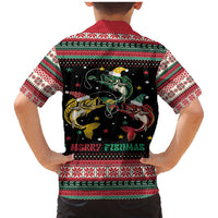 Funny Fishmas Bass Family Matching Mermaid Dress and Hawaiian Shirt Christmas Santa Hat Lights - Wonder Print Shop