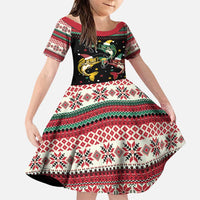 Funny Fishmas Bass Family Matching Puletasi and Hawaiian Shirt Christmas Santa Hat Lights - Wonder Print Shop