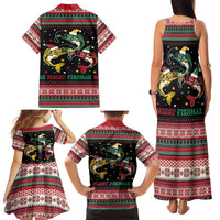 Funny Fishmas Bass Family Matching Tank Maxi Dress and Hawaiian Shirt Christmas Santa Hat Lights - Wonder Print Shop