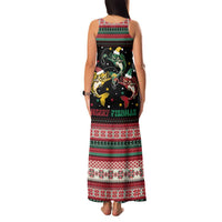 Funny Fishmas Bass Family Matching Tank Maxi Dress and Hawaiian Shirt Christmas Santa Hat Lights - Wonder Print Shop