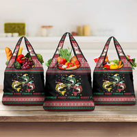 Funny Fishmas Bass Grocery Bag Christmas Santa Hat Lights - Wonder Print Shop