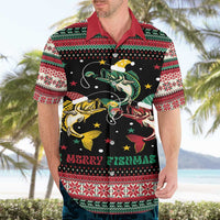 Funny Fishmas Bass Hawaiian Shirt Christmas Santa Hat Lights - Wonder Print Shop