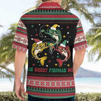Funny Fishmas Bass Hawaiian Shirt Christmas Santa Hat Lights - Wonder Print Shop