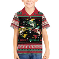 Funny Fishmas Bass Hawaiian Shirt Christmas Santa Hat Lights - Wonder Print Shop