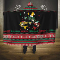 Funny Fishmas Bass Hooded Blanket Christmas Santa Hat Lights - Wonder Print Shop
