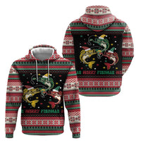 Funny Fishmas Bass Hoodie Christmas Santa Hat Lights - Wonder Print Shop