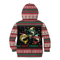 Funny Fishmas Bass Kid Hoodie Christmas Santa Hat Lights - Wonder Print Shop