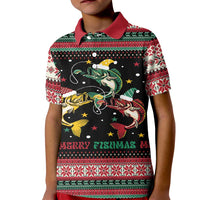 Funny Fishmas Bass Kid Polo Shirt Christmas Santa Hat Lights - Wonder Print Shop