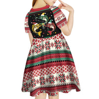 Funny Fishmas Bass Kid Short Sleeve Dress Christmas Santa Hat Lights - Wonder Print Shop
