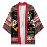 Funny Fishmas Bass Kimono Christmas Santa Hat Lights - Wonder Print Shop