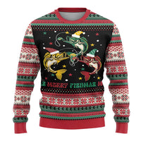 Funny Fishmas Bass Ugly Christmas Sweater Christmas Santa Hat Lights - Wonder Print Shop