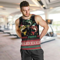 Funny Fishmas Bass Men Tank Top Christmas Santa Hat Lights - Wonder Print Shop