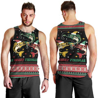 Funny Fishmas Bass Men Tank Top Christmas Santa Hat Lights - Wonder Print Shop
