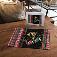 Funny Fishmas Bass Puzzle Christmas Santa Hat Lights - Wonder Print Shop