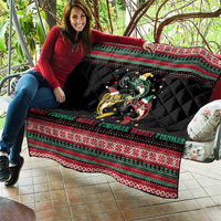 Funny Fishmas Bass Quilt Christmas Santa Hat Lights - Wonder Print Shop