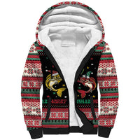 Funny Fishmas Bass Sherpa Hoodie Christmas Santa Hat Lights - Wonder Print Shop