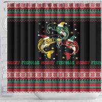 Funny Fishmas Bass Shower Curtain Christmas Santa Hat Lights - Wonder Print Shop