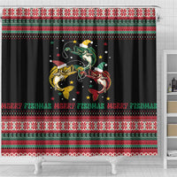 Funny Fishmas Bass Shower Curtain Christmas Santa Hat Lights - Wonder Print Shop
