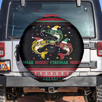 Funny Fishmas Bass Spare Tire Cover Christmas Santa Hat Lights - Wonder Print Shop