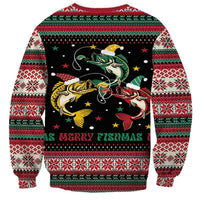 Funny Fishmas Bass Sweatshirt Christmas Santa Hat Lights - Wonder Print Shop