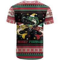 Funny Fishmas Bass T Shirt Christmas Santa Hat Lights - Wonder Print Shop