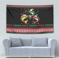 Funny Fishmas Bass Tapestry Christmas Santa Hat Lights - Wonder Print Shop